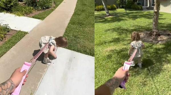 O mamă influencer își plimbă copii în lesă. Fanii revoltați: Niciodată nu mi-a plăcut ideea. Nu sunt câini!