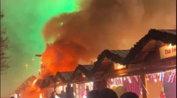 Incendiu la Piața de Crăciun din Berlin: Focul a cuprins două tarabe și a provocat panică printre turiști