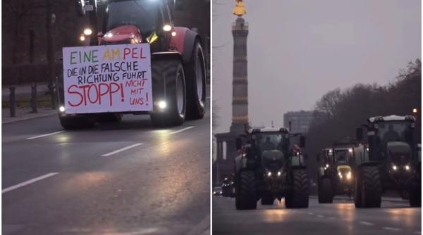 Protest masiv în Germania: Fermierii blochează drumurile, după ce guvernul a redus subvenţiile la motorină - VIDEO