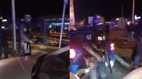 Șofer, oprit de un luptător SAS cu arma la protestul transportatorilor din Constanța