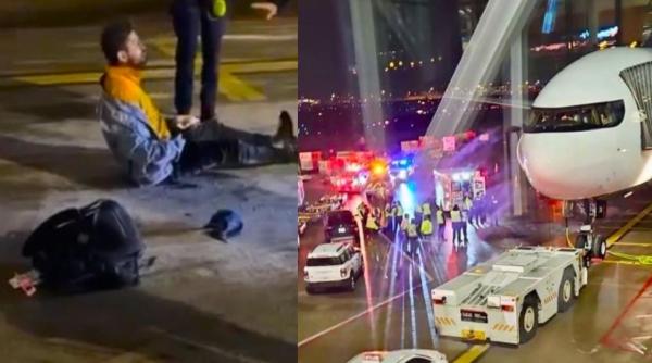 Un pasager a deschis ușa avionului și a sărit în gol: bărbatul a căzut pe pistă chiar înainte de decolare