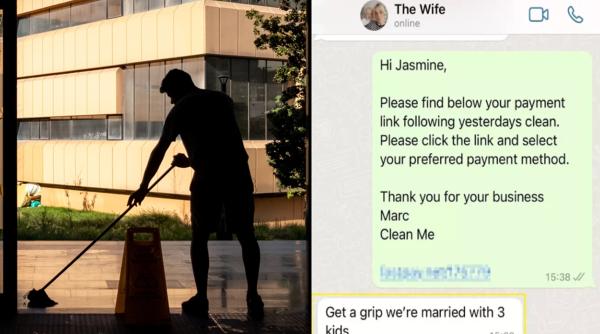 Un bărbat i-a cerut soției o taxă de 700 de lire sterline după ce a făcut curățenie. Răspunsul ei a ajuns viral