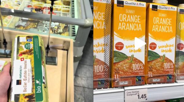 O româncă a filmat prețurile dintr-un supermarket din Elveția: „Prețuri ca în România, dar salarii de pe altă planetă“