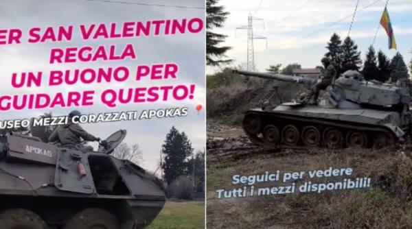 Controversă în Italia, cu o ofertă de Ziua Îndrăgostiților: Voucher ca să conduci un tanc