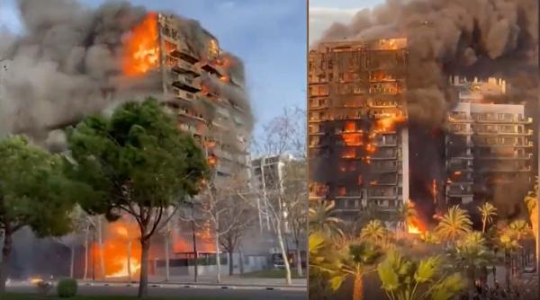 Incendiu Valencia: Pompierii spanioli încearcă să pătrundă în clădirea mistuită de incendiu, în căutarea victimelor
