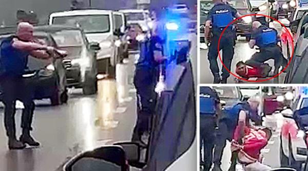 Arest ca în filme pe o autostradă din Elveția: Român trântit pe jos și încătușat în văzul tuturor / VIDEO