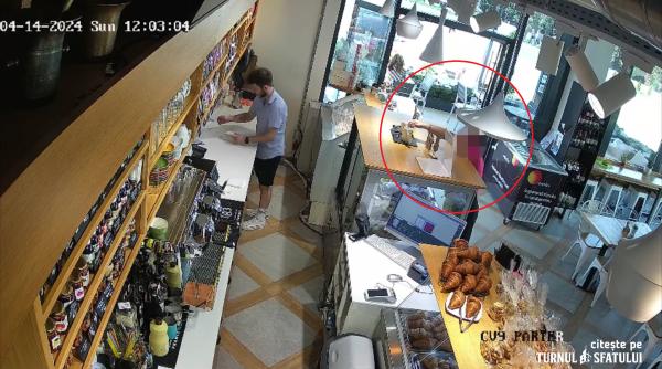 O femeie cu un bolid de mii de euro a furat o pușculiță cu 20 lei dintr-o cofetărie din Sibiu