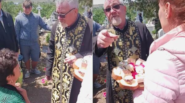 Imagini revoltătoare cu un preot care refuză să citească coliva unei familii: „Trebuie întâi ca sora ta să plătească contribuția”