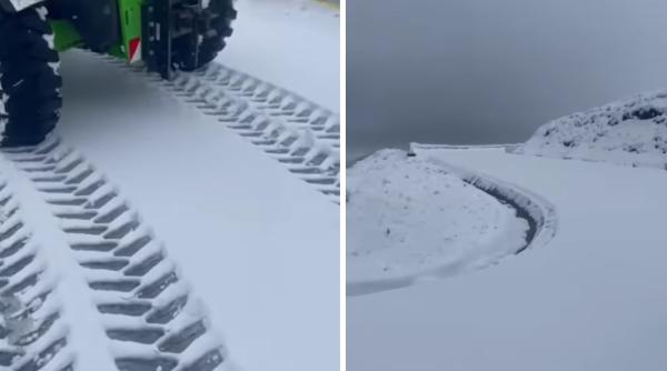 A nins pe Transalpina: Zăpadă de patru centimetri și gheață pe carosabil. Drumul este închis / VIDEO