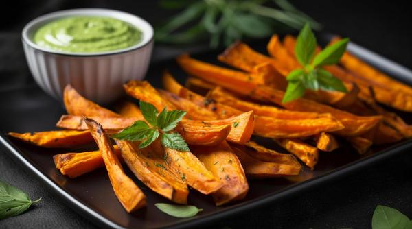 Cartofi dulci la cuptor, cu sos de iaurt și usturoi - o revelație în bucătărie