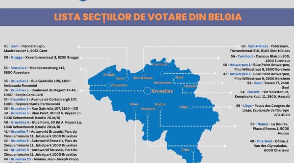 Lista completă a secțiilor de votare din Belgia pentru alegerile europarlamentare