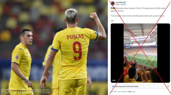 Presa franceză a promovat un videoclip fals în care ”suporterii români scandau mesaje pro-Putin” în timpul meciului cu Ucraina la EURO 2024