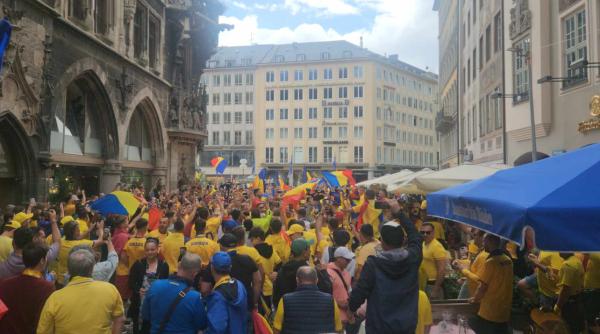 VIDEO "România, ole!". Suporterii români fac show în centrul orașului Munchen - imagini senzaționale cu "Zidul galben" 