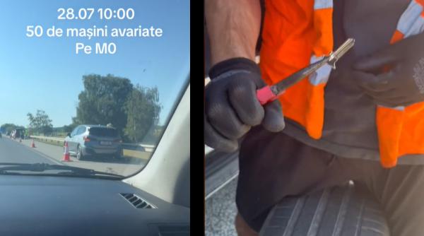 Pericol pe autostrada M0 din Ungaria, spre România: Peste 50 de mașini avariate din cauza unor chei aruncate pe carosabil / VIDEO