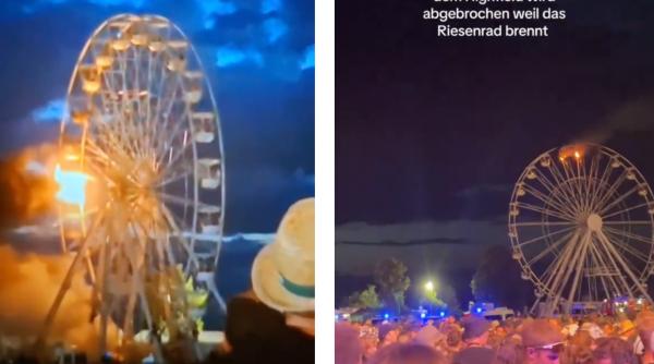 O roată panoramică a luat foc la un festival de muzică din Germania: 23 de persoane au fost rănite / VIDEO