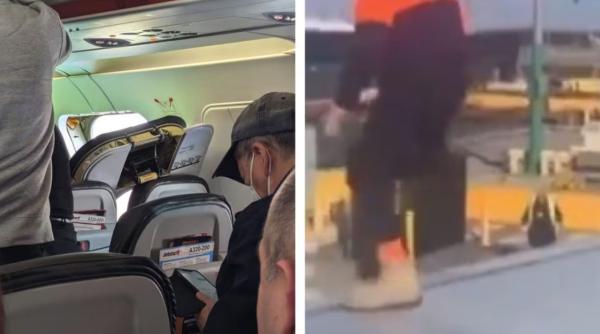 Un pasager grăbit a deschis ușa de urgență a avionului și a ieșit pe aripă - VIDEO