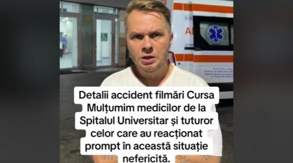 Accident rutier pe platourile de filmare pentru „Cursa” în București. Codin Maticiuc: „Contează doar oamenii, iar ei sunt bine”