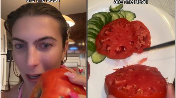 VIDEO - O englezoaică e virală pe Internet, după ce a spus că o roșie românească e "cea mai bună din lume"