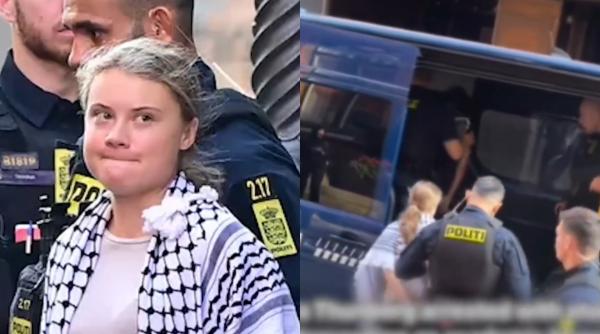 Greta Thunberg a fost luată pe sus de polițiști și arestată în Copenhaga / VIDEO