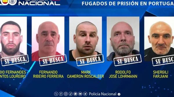 Cinci prizonieri periculoși au evadat dintr-o închisoare din Portugalia, aproape de frontiera cu Spania
