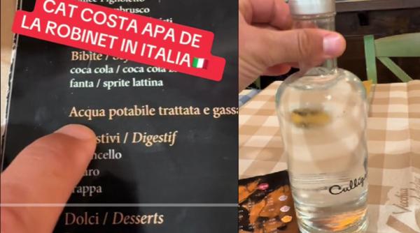Cât costă o apă de la robinet într-un restaurant din Italia. Un român indignat a ajuns viral