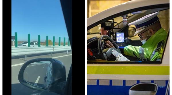 Șofer de 70 de ani, filmat cum merge pe contrasens pe autostradă. În mașină se afla cu o o femeie și un copil 