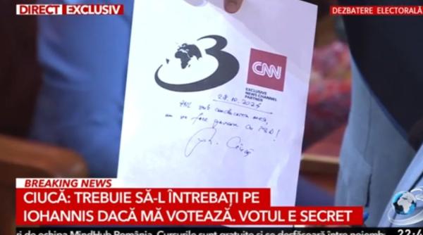 Circ total. Ciucă spune că PNL nu va mai guverna cu PSD. A semnat și o hârtiuță pe care scrie asta