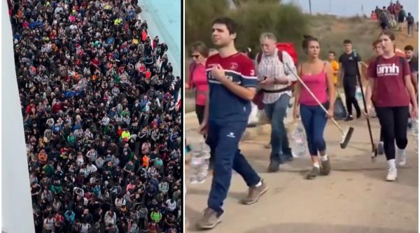 Mii de spanioli s-au înarmat cu mături și găleți și merg să-i ajute pe cei afectați de inundații: "Nu avem bani, dar avem mâini" - VIDEO