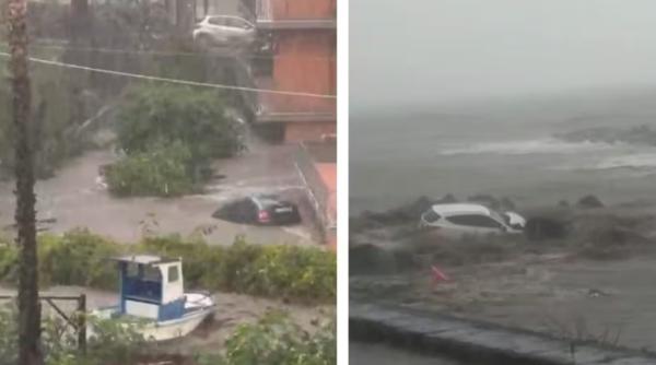 Vremea rea a făcut ravagii în Italia. Maşini luate de ape în apropiere de Catania