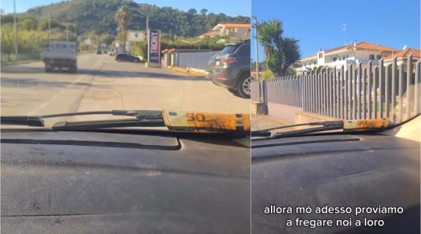 Ce să nu faci niciodată dacă găsești o bancnotă de 50 de euro în parbrizul mașinii. Trucul face ravagii în sudul Italiei - VIDEO