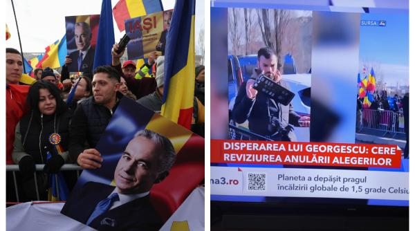 Fanii lui Călin Georgescu au agresat reporterii la protest. Jurnalistă, lovită, carul de transmisie, vandalizat