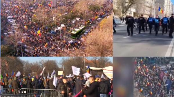 Jandarmii și polițiștii din București se mobilizează. Susținătorii lui Georgescu au blocat traficul și merg în Piața Victoriei