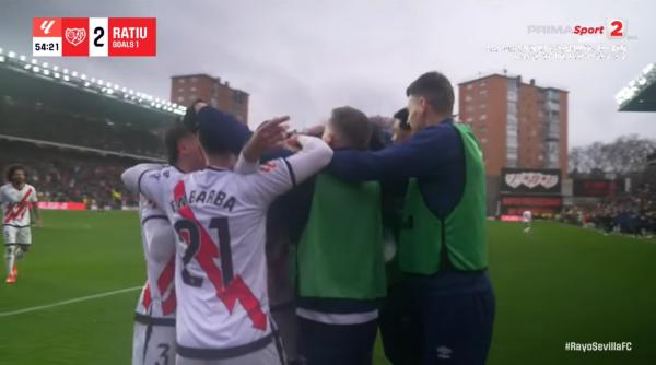 Andrei Rațiu a marcat un gol spectaculos în campionatul Spaniei, pentru Rayo Vallecano 