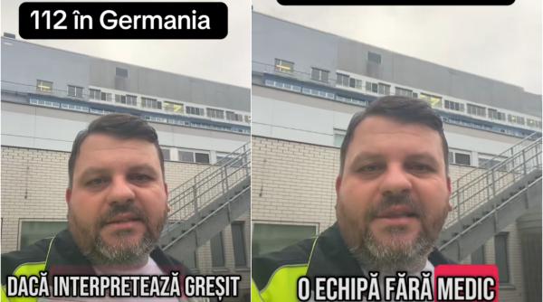 Un medic român explică dezastrul din sistemul 112 din Germania: "Nu vine medic. Dacă aveți noroc, ați scăpat" - VIDEO