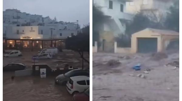 Inundații în insulele vizitate de români din Grecia. Fenomene rar întâlnite în paradisul grecesc