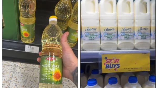 Câte produse a cumpărat un român din Anglia cu 100 de lei de la supermarket. Laptele, mai ieftin ca în România