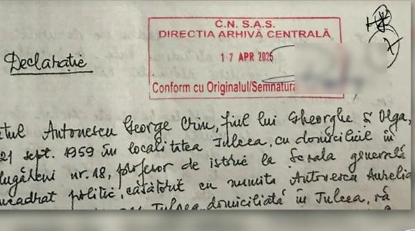 FOTO - Cum arată declarația lui Crin Antonescu la Securitate 