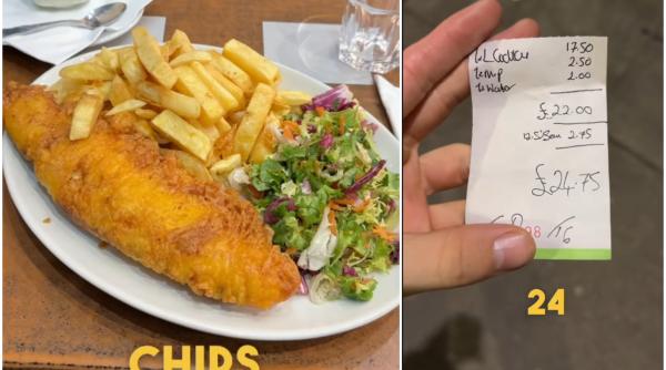 Cât costă o porție de pește cu cartofi prăjiți în Londra. "E enorm" - VIDEO