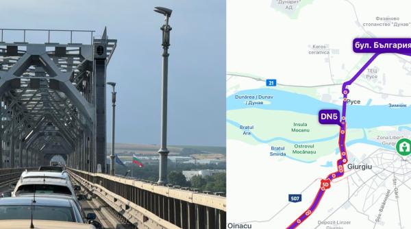 Coloană uriașă de mașini la Giurgiu. Timpi de așteptare de peste 3 ore pentru a trece Podul Prieteniei