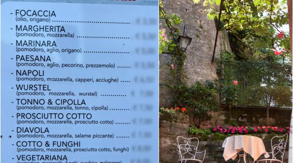 Prețurile din Italia, mai mici decât cele din Romania. Cât costă o pizza într-un oraș turistic - FOTO