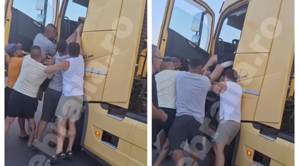 Un alt șofer a blocat un drum național după ce a oprit TIR-ul pe diagonală. Ceilalți șoferi l-au scos forțat din cabină 