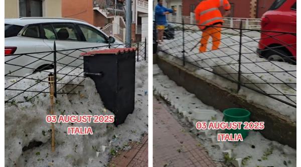 Fenomene extreme în Italia. Româncă: "Uitați, în luna august. Așa ceva n-am mai văzut de când sunt aici" 