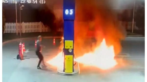 Un român, abia întors din Germania a dat foc unei benzinării din Timiș 