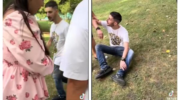 Mai multe fete au făcut scut uman într-un parc din București, în fața unui individ care voia să-și loveasca partenera