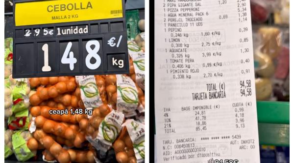 Mitul "Spania e ieftină" a picat. Un cuplu de români arată cât costă un kilogram de ceapă, cartofi sau ulei în Mercadona