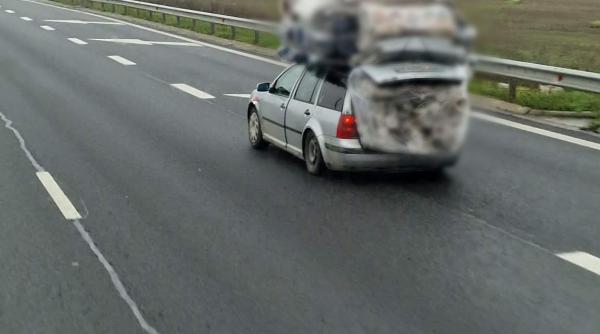 Fotografia zilei pe o autostradă din România. Ce transporta un român spre București