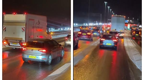 Românii, furioși după ce autostrăzile din Olanda s-au umplut de gheață: "Nu înțeleg de ce nu se dă cu nimic"