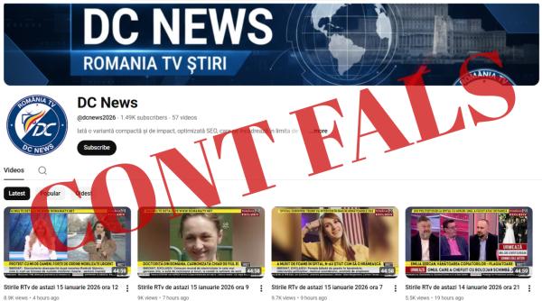 Precizare oficială DC News privind un canal YouTube neautorizat care a clonat identitatea site-ului