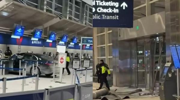 O mașină a intrat direct în terminalul unui aeroport. Șoferul a fost arestat