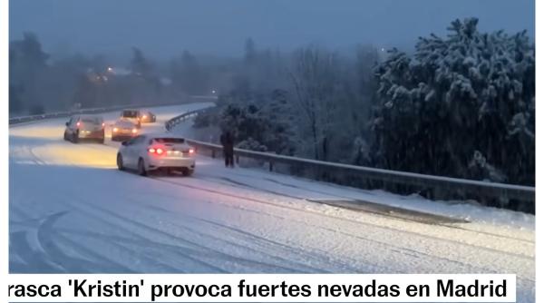 Spania, lovită de furtuna Kristin. Madridul s-a umplut de zăpadă. Fenomene extreme și în alte regiuni 